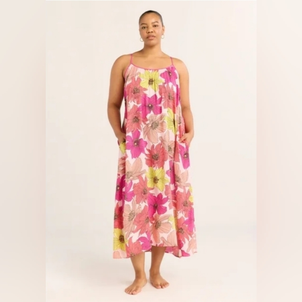 Flowy Floral Maxi Dress With Pockets